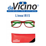 DA VICINO Occhiali da Lettura Linea Iris Rosso e Aste Verdi